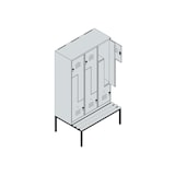 thumbnail of C+P Z-Spind Classic PLUS, Buche untergebaute Sitzbank 6 Abteile, HxBxT 212x120x82cm, Sicherheitsdrehriegel, Hellgrau/Rubinrot von PROREGAL