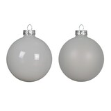 thumbnail of 4 Weihnachtskugeln Glas 8cm matt & glänzend Christbaumkugeln Weihnachtsbaumkugeln Groß Christbaumschmuck Weihnachtsbaumschmuck Winterweiss transparent