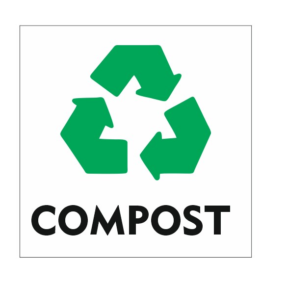 CombiCraft Abfallschild 'Compost' mit Recyclingsymbol - 10 x 10 cm