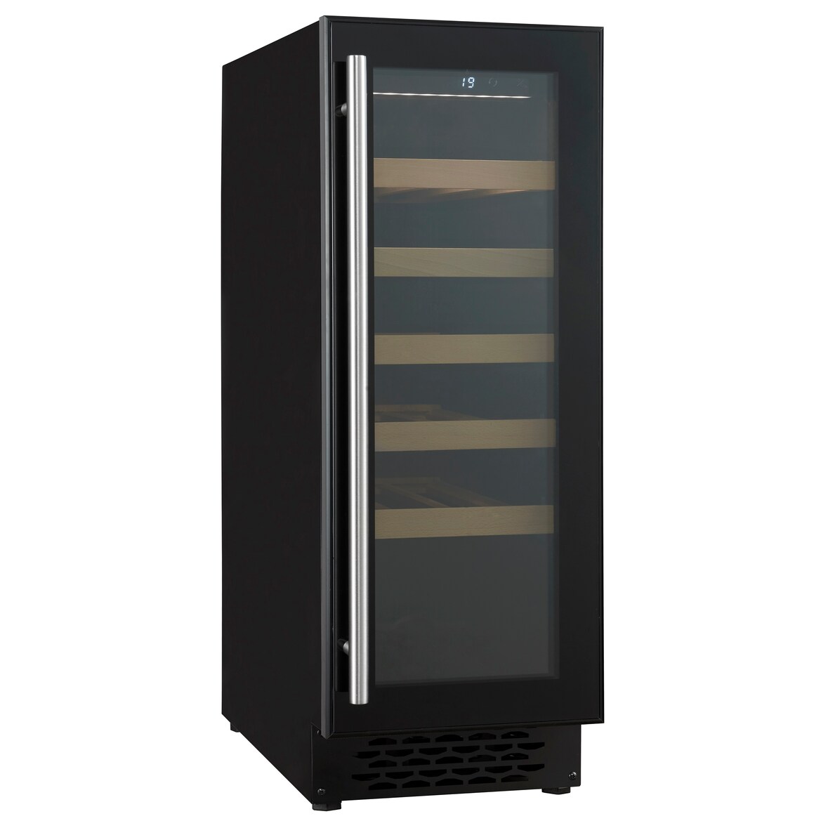 Weinkühlschrank VINCOOL für 20 Flaschen | 1x Glastür + LED & 1x Zone | 50 Ltr, HxBxT 82x29,5x57cm | +5/+20°C | Schwarz | + CHEFGASTRO Geschirrtuch