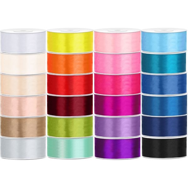 24 verschiedne Farben Satin Geschenkband 25m lang 25mm breit bunt