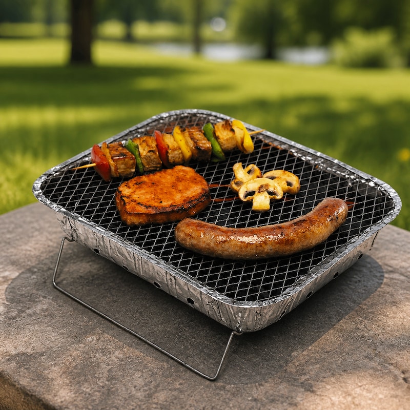 Einmal Grill 600g Holzkohle Alu Einweggrill