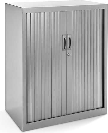 Armário metálico Rocada com portas de persiana ral 9006 cinzento inclui 2 prateleiras dimensão 80x105x45cm (comprimento x altura x profundidade)