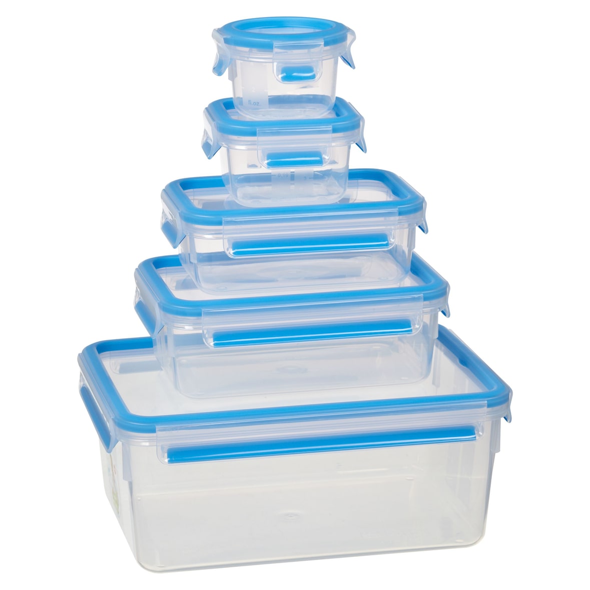 Emsa Frischhaltedosen Clip & Close 5er-Set, Polypropylen, rechteckig, blau