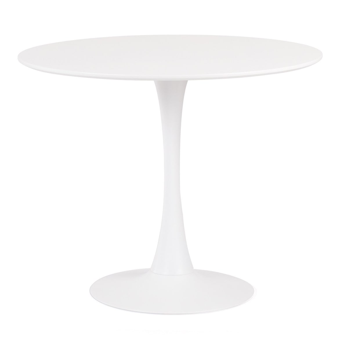 MF - Mesa de Comedor de Diseño Modelo TUL (TO) - Base de Metal, Tapa de DM Lacada blanca 100 cms de diámetro -