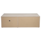 thumbnail of TV rack HWC-L33, TV board TV table lowboard TV cabinet chest of drawers, madera 43x140x41cm compartimento de almacenaje, aspecto roble, blanco