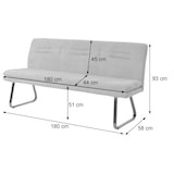 thumbnail of Banco HWC-H70, banco de comedor banco tapizado, respaldo tela/textil bouclé acero inoxidable cepillado 180cm ~ verde