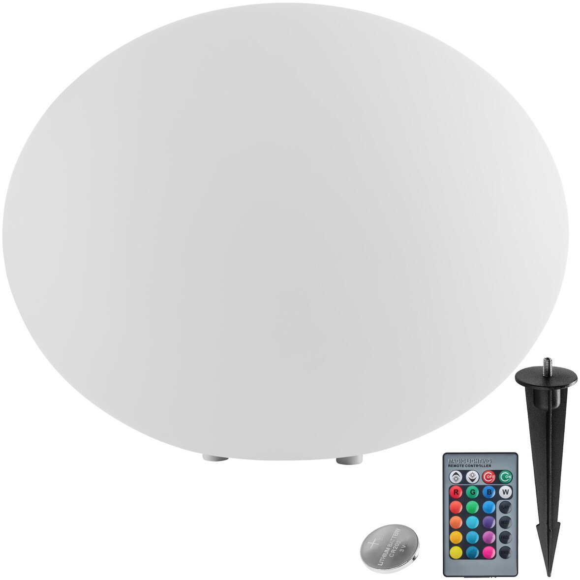 tectake Lâmpada esférica LUMINOUS EYE, LED com comando à distância - M (Ø 35 x 21,5 cm) branco