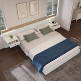 thumbnail of MeraxMerax Bettanlage Holzbett 180x200 Doppelbett mit 2 LED Nachtkommoden & 1 USB & 1 Type C & 1 Steckdose & Lattenrost Beige & Weiß