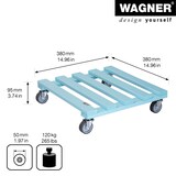 thumbnail of WAGNER Pflanzenroller HOLIDAY 38 x 38 x 9,5 cm, außen&innen, Holz türkis, Softrollen, max. 120 kg, EU Ware - 20041301