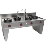 thumbnail of EURAST - Gekoelde wok met 4 gasbranders 2 steunen, 1 waterkolonne - 2000x900x850 mm - 70 Kw - 32209DEM