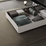 thumbnail of Französisches Doppelbett mit gepolstertem Behälter 140x190, weißem Azelia-Kunstleder