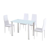 thumbnail of Mesa de Cristal Templado + 4 Sillas Polipiel. Comedor o Cocina, Blanco