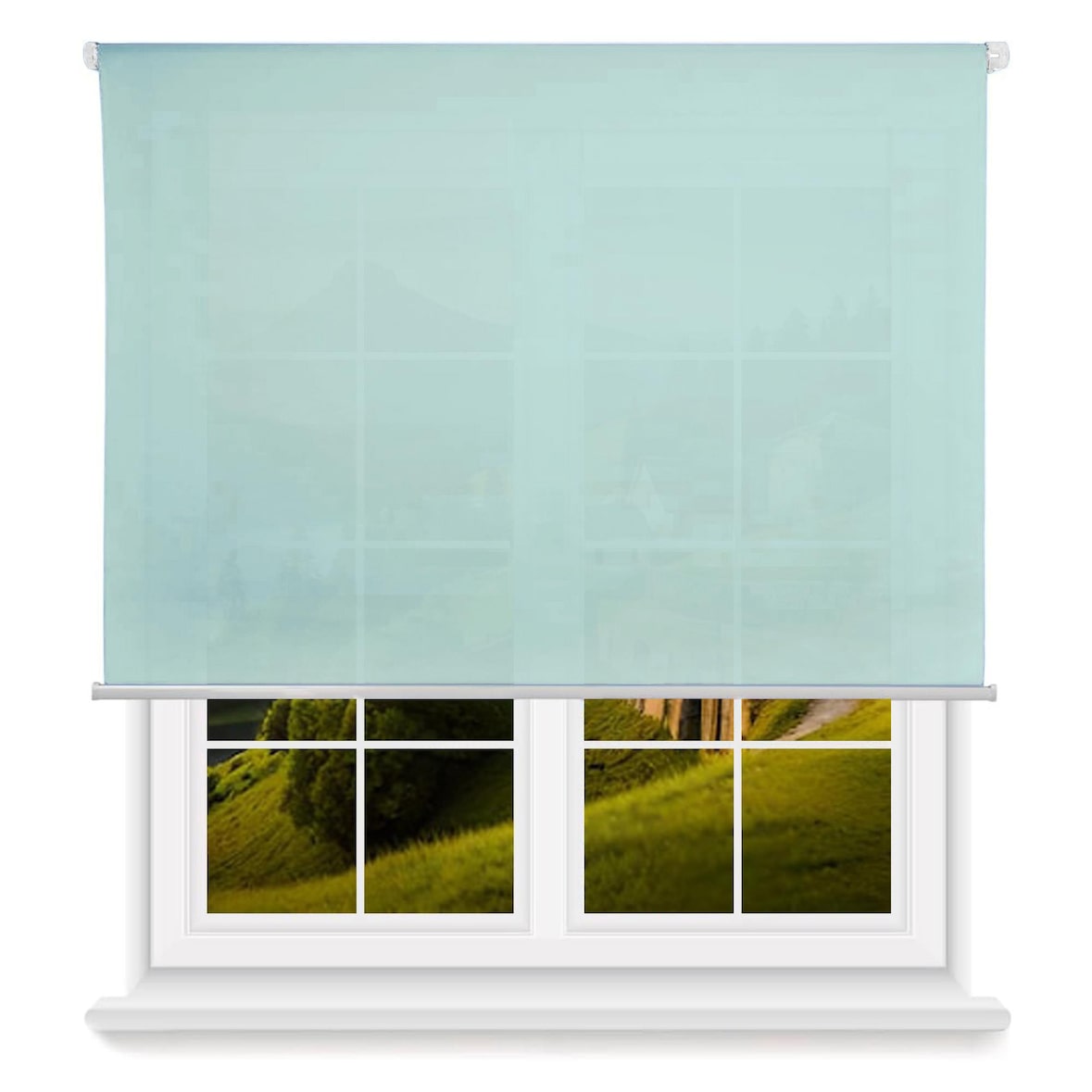 WellHome - Lichtdurchlässiges Polyester-Rollo 180 x 250 cm (Breite x Höhe) hellblau
