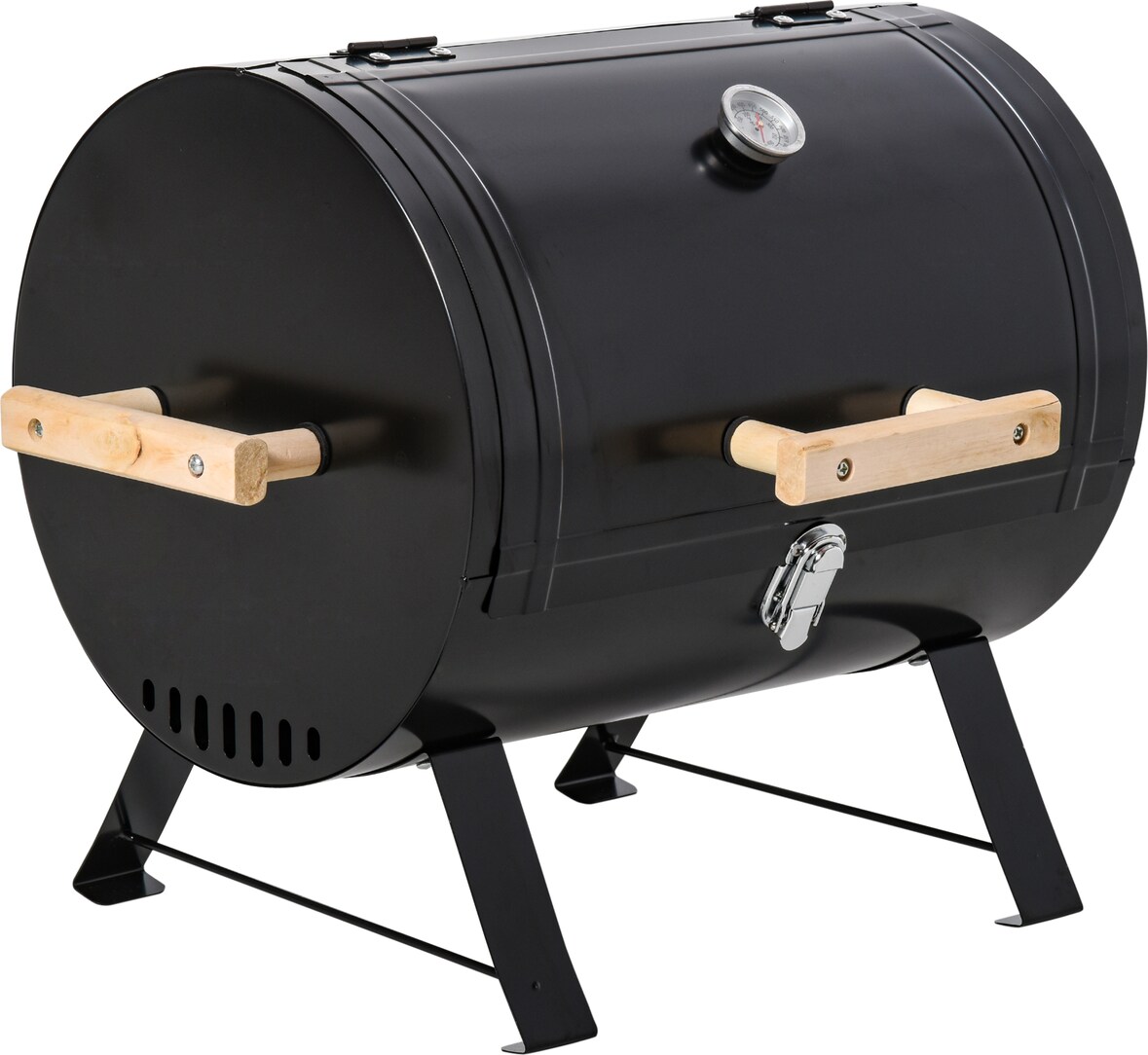 Outsunny Barbacoa de Carbón de Sobremesa Parilla de Barbacoa Compacta con Termómetro y Asas para Jardín BBQ 50x35x39 cm Negro