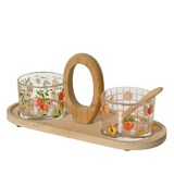 thumbnail of Servierschalen mit Serviertablett 23x9cm Glas Bambus Set Pfirsich Motiv Glasschälchen Snackschalen Dipschalen Schälchen Servierplatte Dipschälchen