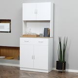 thumbnail of Armario Alacena de Cocina con Cajón 4 Puertas y Estantes Interiores Ajustables Mueble Auxiliar de Almacenaje Moderno para Comedor Salón 80x40x180 cm