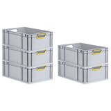 thumbnail of PROREGAL 5x Eurobox NextGen Color | HxBxT 22x40x60cm | 44 Liter | Griffe gelb offen | Verstärkter Boden | Eurobehälter