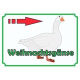 thumbnail of Weihnachtsgans Verkaufsschild Schild Pfeil nach rechts A5 Rückseite selbstklebend