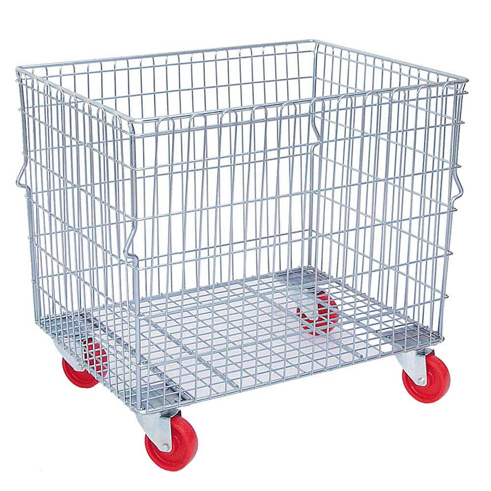 Gitterwagen, stapelbar, 4 Lenkräder mit Kunststoffrollen, LxBxH 820 x 615 x 735 mm, Vol. 250 Liter, Tragkraft 400 kg, verzinkt