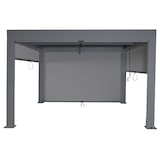 thumbnail of Pergola HWC-L46 mit Seitenwand, Gartenpavillon Lamellen-Pavillon Rollo, 11cm-Alu-Gestell, sturmfest 3x4m ~ anthrazit