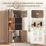 thumbnail of Merax Mehrzweckschrank mit LED, Highboard in Holzoptik, Doppel- & Schiebetüren, offenes Regal und Fächer, 78 x 36 x 150 cm, Natur
