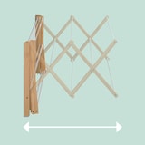 thumbnail of Relaxdays Wäscheständer Wandmontage, ausziehbar, HxBxT: 45 x 71,5 x 59 cm, Bambus & Metall, Wandtrockner, natur/weiß