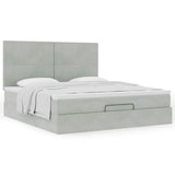 thumbnail of vidaXL Ottoman-Bett mit Matratzen Hellgrau 160x200 cm Samt