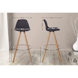 thumbnail of Décoshop26 - Tabouret de bar chaise haute x1 repose-pieds style scandinave en tissu gris foncé structure en bois clair rond 10_0004633