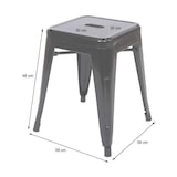 thumbnail of Lot de 4 tabourets en métal noir mat style industriel et assise en bois foncé - Hauteur 46 cm