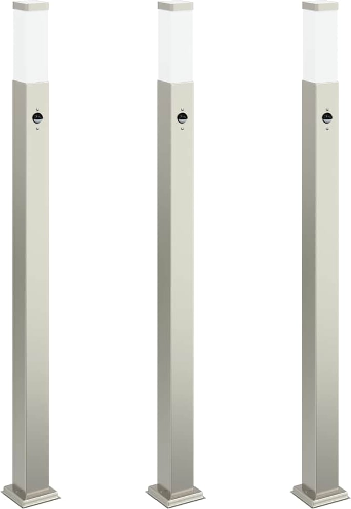 vidaXL Pollerleuchten mit Sensor 3 Stk. 110 cm Edelstahl IP44
