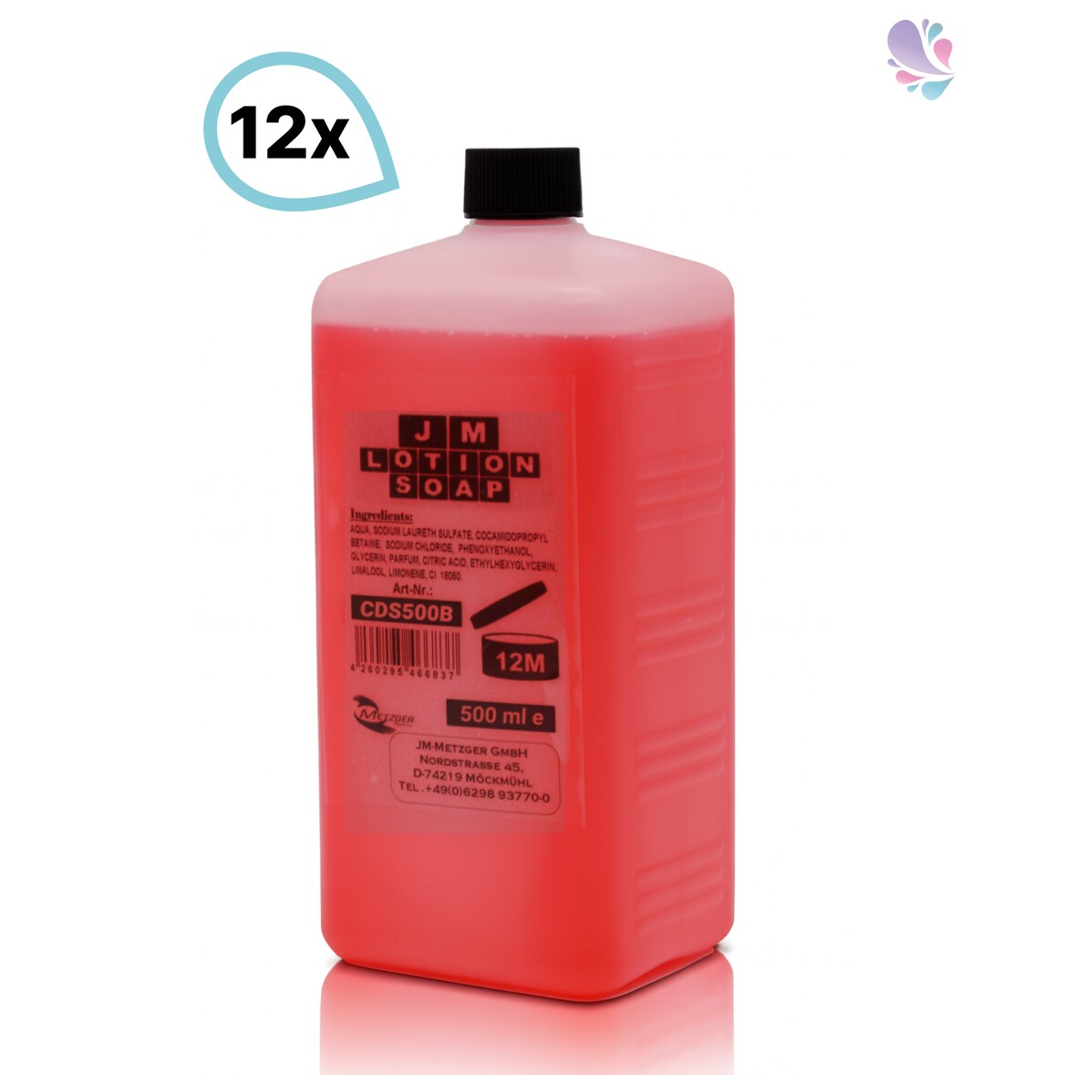 Seife, Pflegeseife, Qualitätsseife,  Lotion Soap SET, Hautwaschlotion Flüssigseife, Flaschen 12 x 500 ml