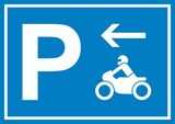 thumbnail of Motorrad Bike Parkplatz Schild mit Richtungspfeil links waagerecht A3 Rückseite selbstklebend