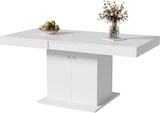 thumbnail of Ausziehbarer Esstisch Weiß 180x80x76 cm mit Stauraum, automatischer Teleskopauszug, rechteckig, Spanplatte Metall, platzsparend