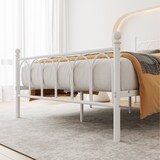 thumbnail of OKWISH Einzelbettgestell 140x200 Metallbett Stahlrahmen stabil 150kg belastbar Kopfteil Muster Anti-Rutsch Anti-Lärm Bettgestell für Gästezimmer Weiß