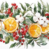 thumbnail of 20 Servietten Papier 33x33cm 3-lagig - hochwertige Einweg Papierservietten mit Orangen Baumwolle & Beeren Motiv Weihnachtsservietten Tischdeko