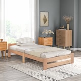 thumbnail of Merax Futonbett Holzbett Einzelbett 90x200 aus Kiefernholz mit Kopfteil & Lattenrost für Schlafzimmer Beige