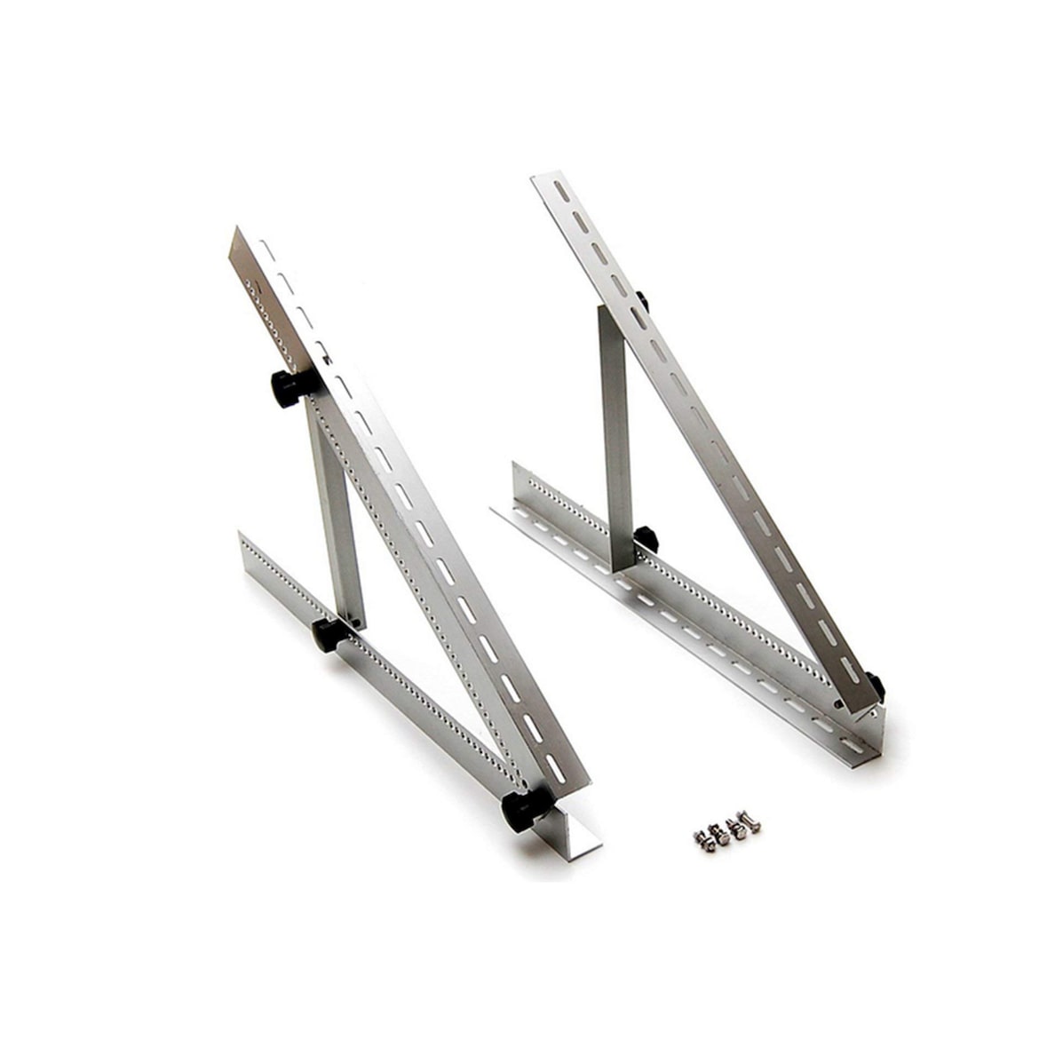 Soportes triangulares Alcapower para paneles solares de 200-350 W con inclinación ajustable y longitud de 104 cm.