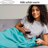 thumbnail of Kuscheldecke Petrol 220x240 cm Wolldecke Fleece extra weiche Wohndecke Sofa