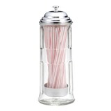 thumbnail of TABLECRAFT - H714CH/3 - Pack com 3 unidades - Dispensador palhinhas de vidro com tampa cromada - 11,1 x 11,1 x 28,3 cm - Transparente