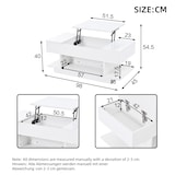 thumbnail of Couchtisch 98x45x40 cm mit Lift Tischplatte und LED-Beleuchtung Weiß Hochglanz, Sofatisch höhenverstellbar bis 55 cm mit Stauraum und Ablagen