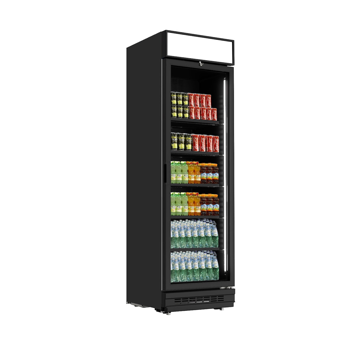 Iarp Armario puerta de cristal de refrgeración, 614x680x2148 mm, 378 litros, ventilado, negro