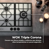 thumbnail of Placa de Gas EVVO V66 Inox — 3 quemadores, acabado acero inoxidable, compatible con Gas Natural y Butano