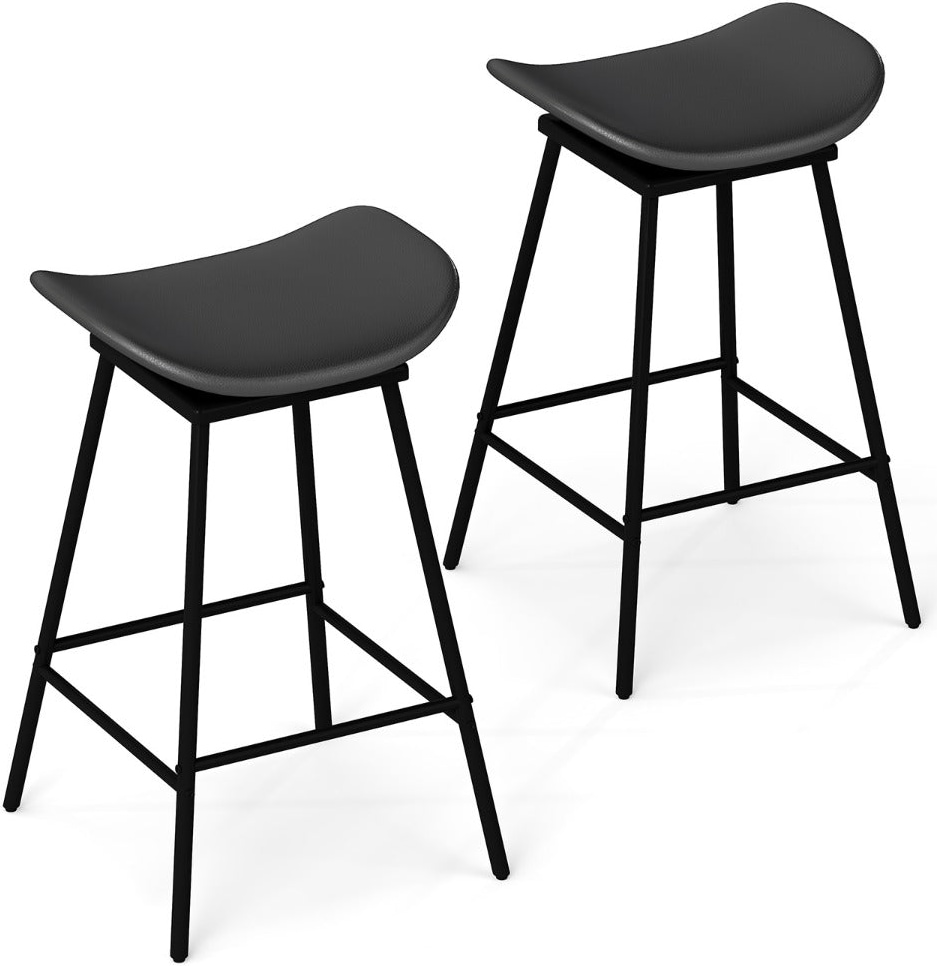 Helloshop26 - Set aus 2 drehbaren Barhockern 43 x 45 x 71,5 cm außergewöhnlicher Komfort schwarzes Kunstleder 20_0014189