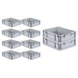 thumbnail of PROREGAL SuperSparSet 10x Eurobox NextGen Economy mit Scharnierdeckel & blauen Verschlüssen, Griffe zu, HxBxT 12x30x40cm, 11L, Eurobehälter, Box