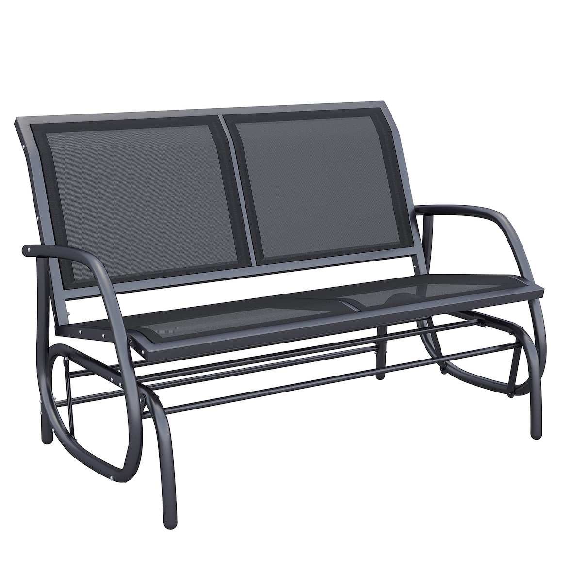 Banco Balancín Jardín Columpio de 2 Plazas Estable Tubo Metal 120x70x85 cm Negro