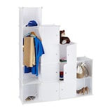 thumbnail of Relaxdays Kleiderschrank Stecksystem mit 12 Fächern, großer Garderobenschrank aus Kunststoff, 145,5 x 145,5 cm, weiß