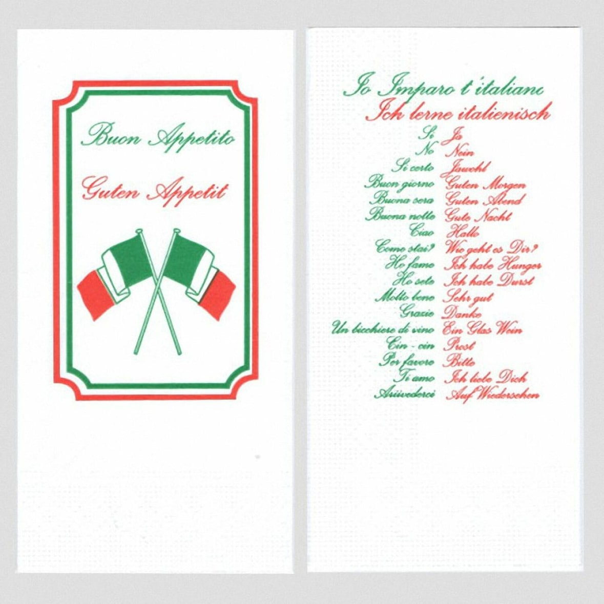 250x Motivservietten "Ich lerne italienisch" 40x40cm 1/8 Falz 2-lagig