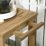thumbnail of Outsunny carrito de madera de bar carro de servicio de 2 niveles con asa lateral 3 portabotellas y 2 ruedas para jardín patio terraza 95x47x74 cm