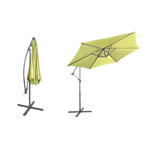 Alu Sonnenschirm Ampelschirm Ø 3m UV30+ Kurbelschirm mit Standfuß Garten lime-grün : Lime-grün